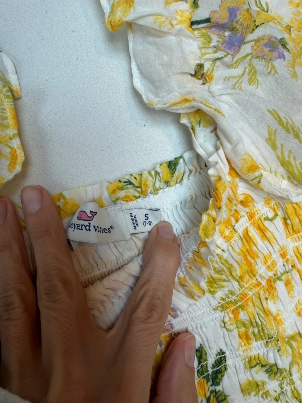 Vineyard Vines White Dress with Yellow Floral Print